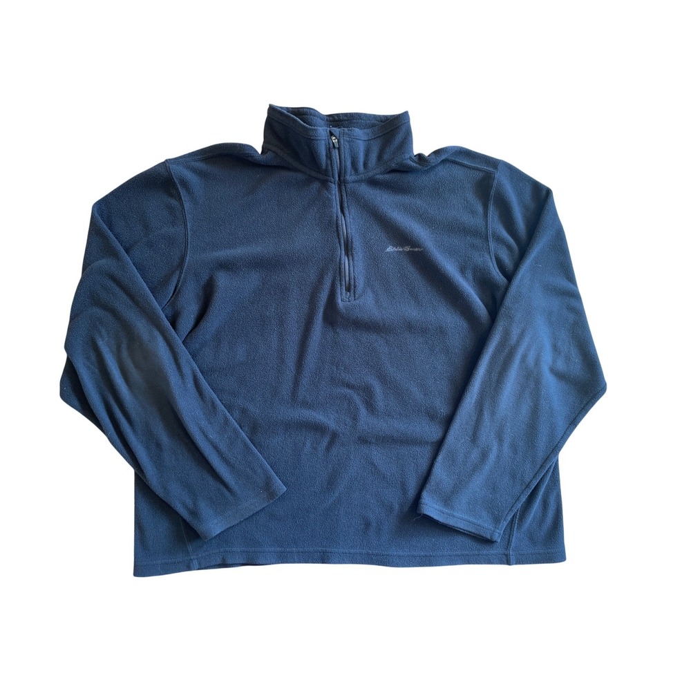 Eddie Bauer Polartec Fleece Pullover‎ Mens XL Black Quarter Zip Mock Neck